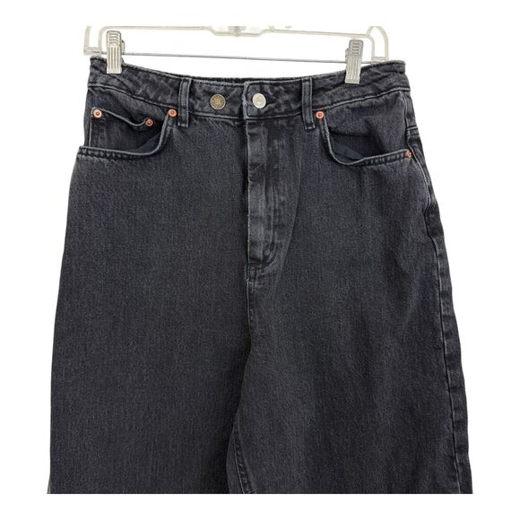 ASOS Black Wide Leg Jeans Women’s Tall Size 29x34 (actual) Double Buttons - Picture 2 of 11